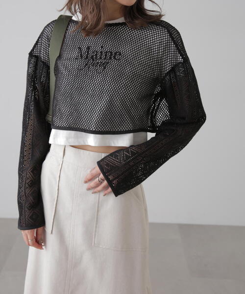 FREE'S MART（フリーズマート）の「◆前後2WAYダブルリボンメッシュカーディガン（カーディガン/ボレロ・レディース・イエロー/ホワイト/ブルー/ブラック・FREE）」の3枚目の写真