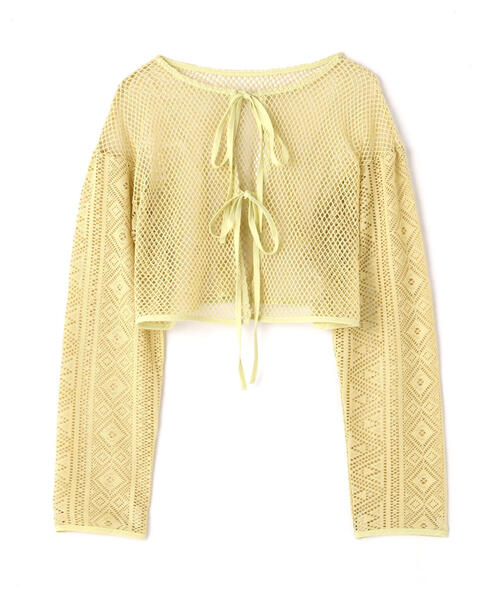 FREE'S MART（フリーズマート）の「◆前後2WAYダブルリボンメッシュカーディガン（カーディガン/ボレロ・レディース・イエロー/ホワイト/ブルー/ブラック・FREE）」の6枚目の写真