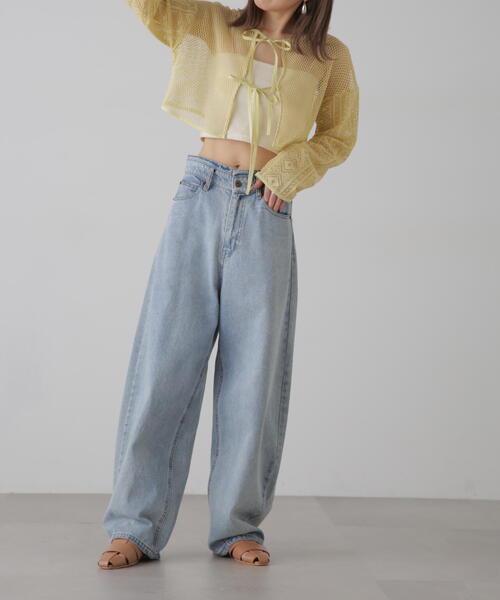 FREE'S MART（フリーズマート）の「◆前後2WAYダブルリボンメッシュカーディガン（カーディガン/ボレロ・レディース・イエロー/ホワイト/ブルー/ブラック・FREE）」の11枚目の写真