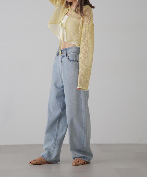 FREE'S MART（フリーズマート）の「◆前後2WAYダブルリボンメッシュカーディガン（カーディガン/ボレロ・レディース・イエロー/ホワイト/ブルー/ブラック・FREE）」の12枚目の写真