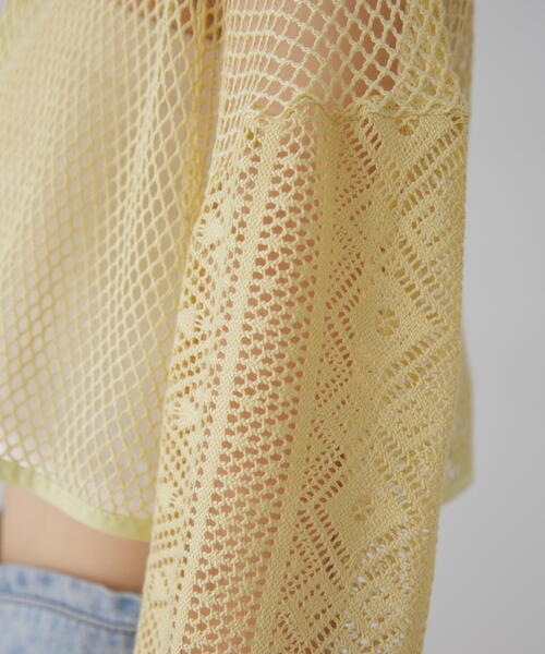 FREE'S MART（フリーズマート）の「◆前後2WAYダブルリボンメッシュカーディガン（カーディガン/ボレロ・レディース・イエロー/ホワイト/ブルー/ブラック・FREE）」の17枚目の写真