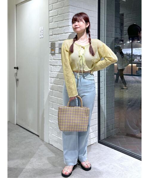 FREE'S MART（フリーズマート）の「◆前後2WAYダブルリボンメッシュカーディガン（カーディガン/ボレロ・レディース・イエロー/ホワイト/ブルー/ブラック・FREE）」の18枚目の写真