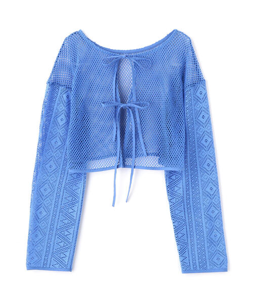 FREE'S MART（フリーズマート）の「◆前後2WAYダブルリボンメッシュカーディガン（カーディガン/ボレロ・レディース・イエロー/ホワイト/ブルー/ブラック・FREE）」の21枚目の写真