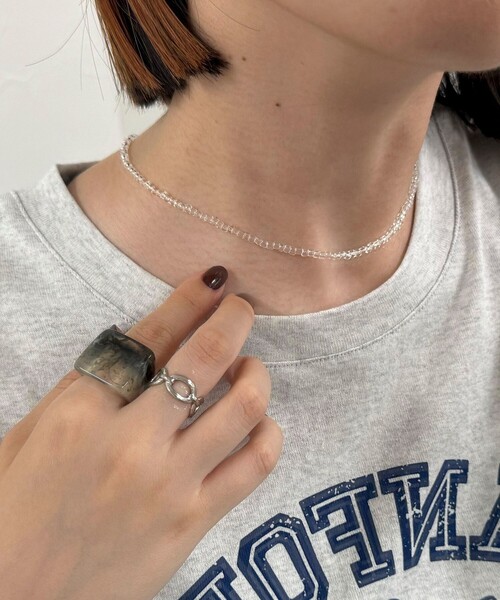 fredy emue（フレディエミュ）の「クリアビーズネックレス（ネックレス・レディース・クリア/ブラック・FREE）」の2枚目の写真