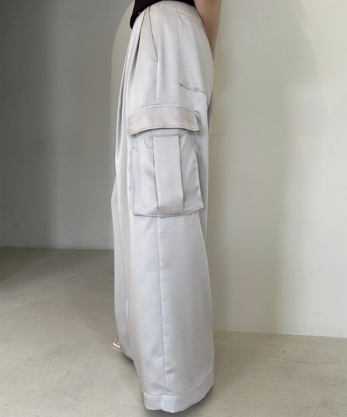 めぇ様★未使用★anuans｜定価1,8万 24SS 綺麗め サテンカーゴパンツ アニュアンス anuans サテンカーゴパンツ （NAVY