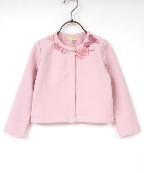 panpantutu（パンパンチュチュ）の「デコレーションカーディガン(80-130cm)（カーディガン/ボレロ・キッズ・ピンク/ネイビー/ブラック×レッド/レッド・90cm/110cm/80ｃｍ/130cm/100cm/120cm）」の3枚目の写真