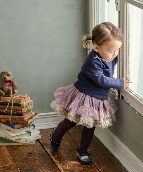 panpantutu（パンパンチュチュ）の「デコレーションカーディガン(80-130cm)（カーディガン/ボレロ・キッズ・ピンク/ネイビー/ブラック×レッド/レッド・90cm/110cm/80ｃｍ/130cm/100cm/120cm）」の5枚目の写真