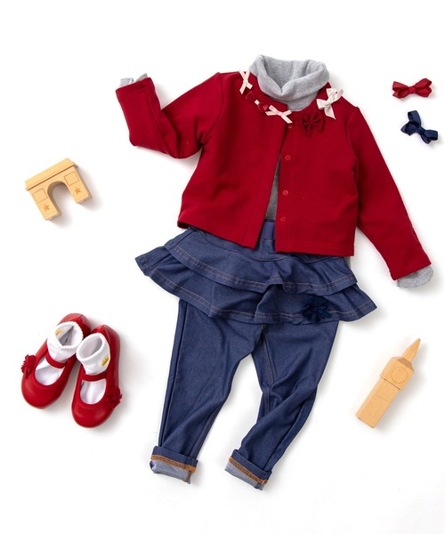 panpantutu（パンパンチュチュ）の「デコレーションカーディガン(80-130cm)（カーディガン/ボレロ・キッズ・ピンク/ネイビー/ブラック×レッド/レッド・90cm/110cm/80ｃｍ/130cm/100cm/120cm）」の15枚目の写真