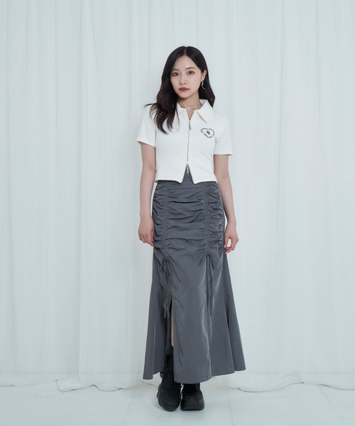 ANDGEEBEE(アンジービー)の「ギャザーリボンスカート(スカート・レディース・チャコールグレー/ブラック・FREE)」の3枚目の写真