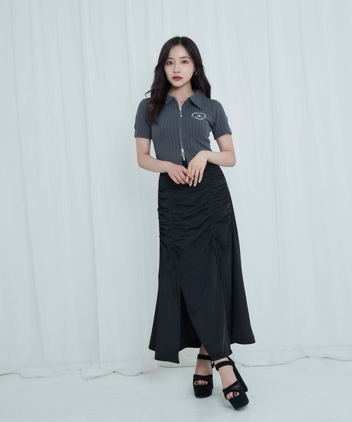 ANDGEEBEE(アンジービー)の「ギャザーリボンスカート(スカート・レディース・チャコールグレー/ブラック・FREE)」の8枚目の写真