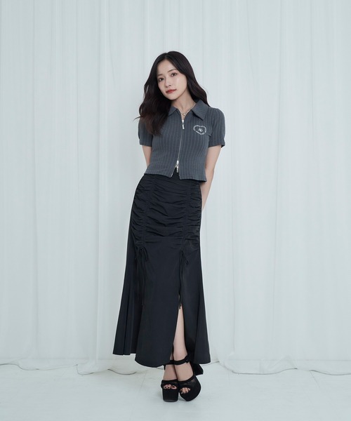 ANDGEEBEE(アンジービー)の「ギャザーリボンスカート(スカート・レディース・チャコールグレー/ブラック・FREE)」の9枚目の写真