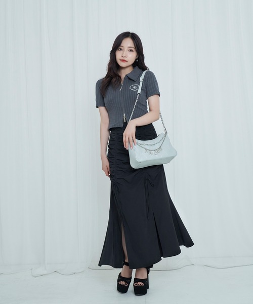 ANDGEEBEE(アンジービー)の「ギャザーリボンスカート(スカート・レディース・チャコールグレー/ブラック・FREE)」の10枚目の写真