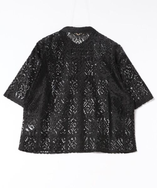 HONEYSUCKLE ROSE(ハニーサックルローズ)の「【HONEYSUCKLE ROSE】レース半袖シャツ(シャツ/ブラウス・レディース・ブラック/オフホワイト・M/L/XL)」の3枚目の写真
