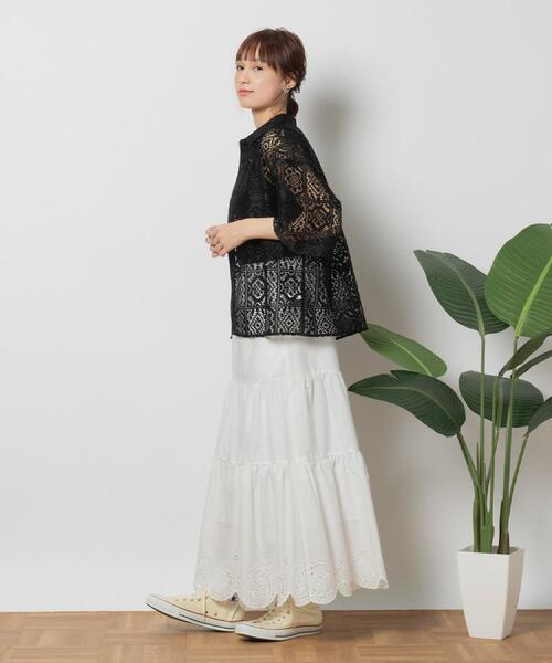 HONEYSUCKLE ROSE(ハニーサックルローズ)の「HONEYSUCKLE ROSE(ハニーサックルローズ)レース半袖シャツ(シャツ/ブラウス・レディース・ブラック/オフホワイト・M/L/XL)」の18枚目の写真