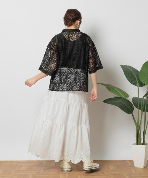 HONEYSUCKLE ROSE(ハニーサックルローズ)の「HONEYSUCKLE ROSE(ハニーサックルローズ)レース半袖シャツ(シャツ/ブラウス・レディース・ブラック/オフホワイト・M/L/XL)」の20枚目の写真
