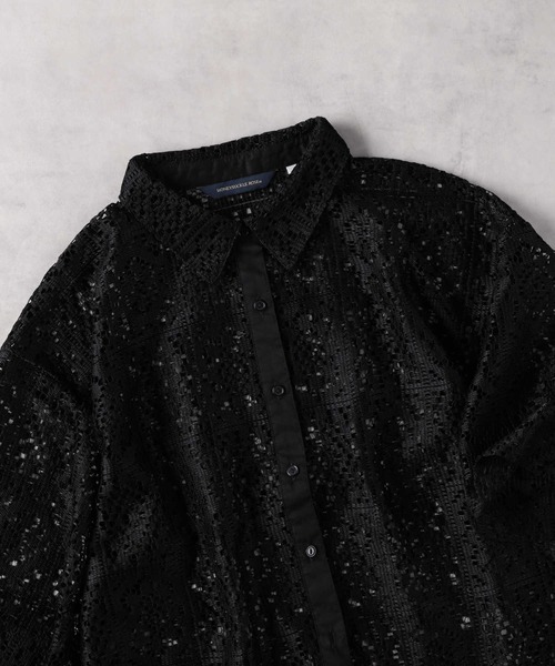 HONEYSUCKLE ROSE(ハニーサックルローズ)の「【HONEYSUCKLE ROSE】レース半袖シャツ(シャツ/ブラウス・レディース・ブラック/オフホワイト・M/L/XL)」の7枚目の写真