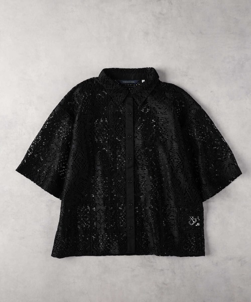 HONEYSUCKLE ROSE(ハニーサックルローズ)の「【HONEYSUCKLE ROSE】レース半袖シャツ(シャツ/ブラウス・レディース・ブラック/オフホワイト・M/L/XL)」の12枚目の写真
