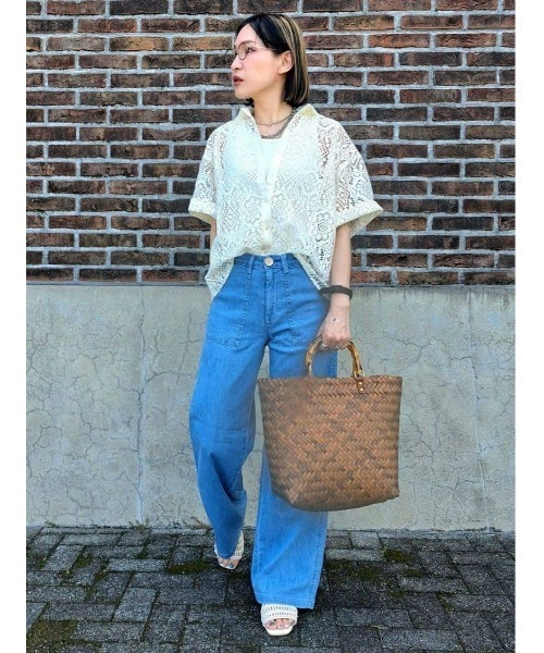 HONEYSUCKLE ROSE(ハニーサックルローズ)の「【HONEYSUCKLE ROSE】レース半袖シャツ(シャツ/ブラウス・レディース・ブラック/オフホワイト・M/L/XL)」の4枚目の写真