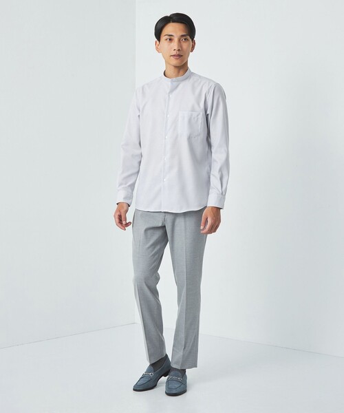 green label relaxing(グリーンレーベルリラクシング)の「エブリット コットンオックス ムジ バンドカラー シャツ -イージーアイロン-(シャツ/ブラウス・メンズ・ライトグレー/コバルトブルー・S/M/L/XL)」の3枚目の写真