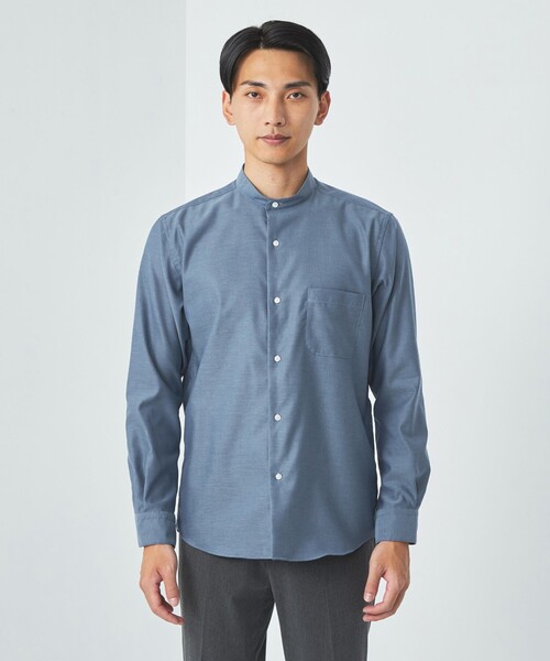 green label relaxing(グリーンレーベルリラクシング)の「エブリット コットンオックス ムジ バンドカラー シャツ -イージーアイロン-(シャツ/ブラウス・メンズ・ライトグレー/コバルトブルー・S/M/L/XL)」の9枚目の写真