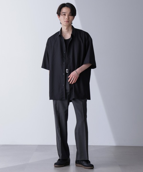 NANO universe(ナノユニバース)の「バイカラードレープシャツ 半袖(シャツ/ブラウス・メンズ・ブラック/ホワイト・M/L)」の18枚目の写真