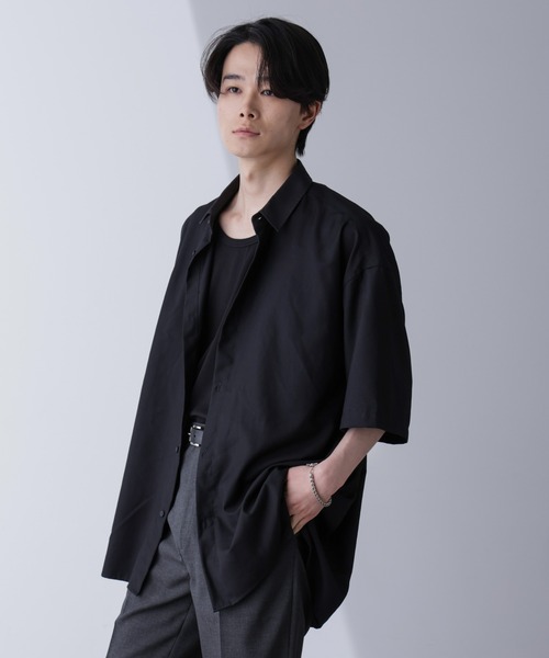 NANO universe(ナノユニバース)の「バイカラードレープシャツ 半袖(シャツ/ブラウス・メンズ・ブラック/ホワイト・M/L)」の19枚目の写真