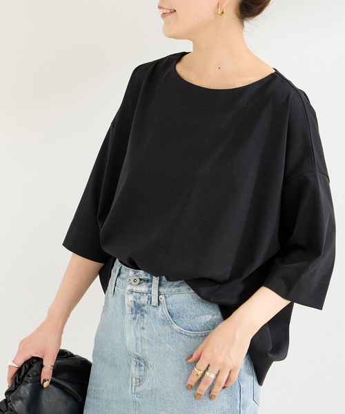B.C STOCK(ベーセーストック)の「ドルマンワイドカットソープルオーバー(Tシャツ/カットソー・レディース・ブラック/ホワイト/ベージュ・FREE)」の2枚目の写真