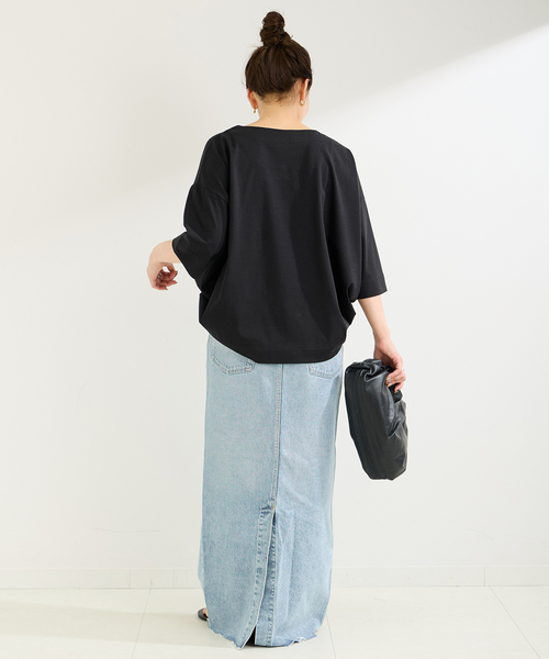 B.C STOCK(ベーセーストック)の「ドルマンワイドカットソープルオーバー(Tシャツ/カットソー・レディース・ブラック/ホワイト/ベージュ・FREE)」の10枚目の写真