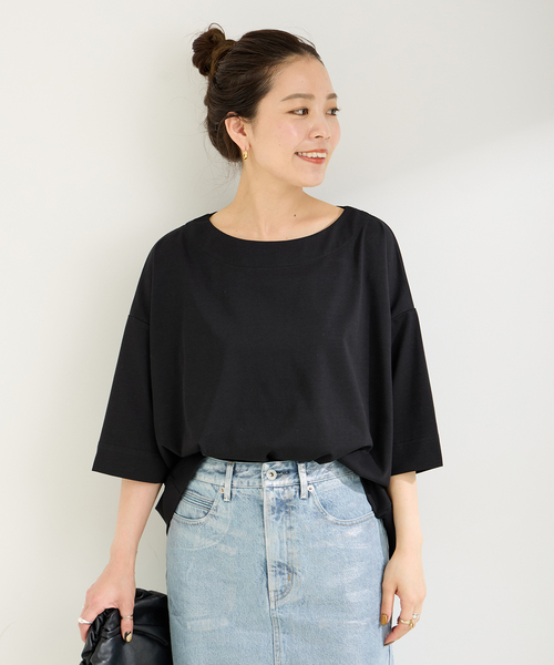 B.C STOCK(ベーセーストック)の「ドルマンワイドカットソープルオーバー(Tシャツ/カットソー・レディース・ブラック/ホワイト/ベージュ・FREE)」の9枚目の写真
