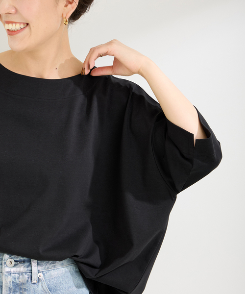 B.C STOCK(ベーセーストック)の「ドルマンワイドカットソープルオーバー(Tシャツ/カットソー・レディース・ブラック/ホワイト/ベージュ・FREE)」の6枚目の写真