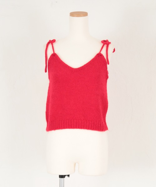 titivate（ティティベイト）の「リボンデザインニットキャミソール（キャミソール・レディース・ブラック/ブルー/ブラウン/ライトグリーン/ライトグレー/レッド・FREE）」の10枚目の写真