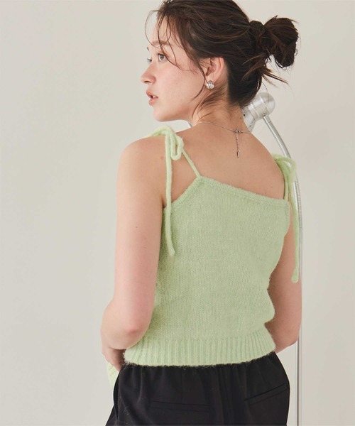 titivate（ティティベイト）の「リボンデザインニットキャミソール（キャミソール・レディース・ブラック/ブルー/ブラウン/ライトグリーン/ライトグレー/レッド・FREE）」の22枚目の写真