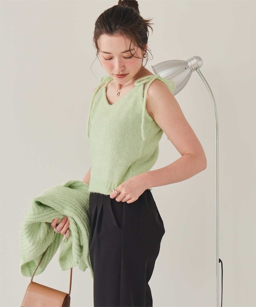 titivate（ティティベイト）の「リボンデザインニットキャミソール（キャミソール・レディース・ブラック/ブルー/ブラウン/ライトグリーン/ライトグレー/レッド・FREE）」の21枚目の写真