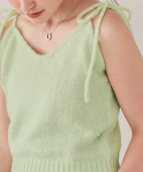 titivate（ティティベイト）の「リボンデザインニットキャミソール（キャミソール・レディース・ブラック/ブルー/ブラウン/ライトグリーン/ライトグレー/レッド・FREE）」の20枚目の写真