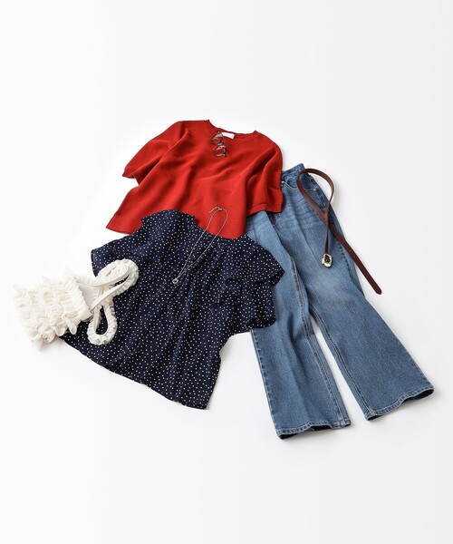 OPAQUE.CLIP（オペークドットクリップ）の「◆ストレッチセミフレアデニム／オーガニックコットン混【洗濯機洗い可】（デニムパンツ・レディース・ブルー/ネイビー/スミクロ・34/42/40/38/36）」の4枚目の写真