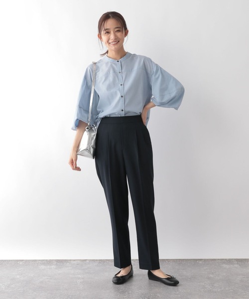 GLOBAL WORK(グローバルワーク)の「お手入れらくらくバルーン8分袖/115547(シャツ/ブラウス・レディース・ストライプ/チェック/グレイッシュブルー/ブラック・MEDIUM/LARGE)」の13枚目の写真
