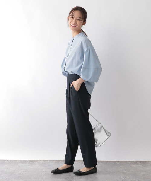 GLOBAL WORK(グローバルワーク)の「お手入れらくらくバルーン8分袖/115547(シャツ/ブラウス・レディース・ストライプ/チェック/グレイッシュブルー/ブラック・MEDIUM/LARGE)」の14枚目の写真