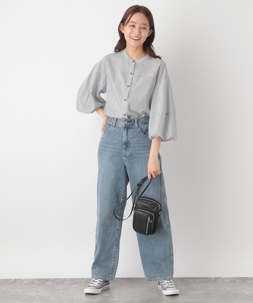 GLOBAL WORK(グローバルワーク)の「お手入れらくらくバルーン8分袖/115547(シャツ/ブラウス・レディース・ストライプ/チェック/グレイッシュブルー/ブラック・MEDIUM/LARGE)」の17枚目の写真