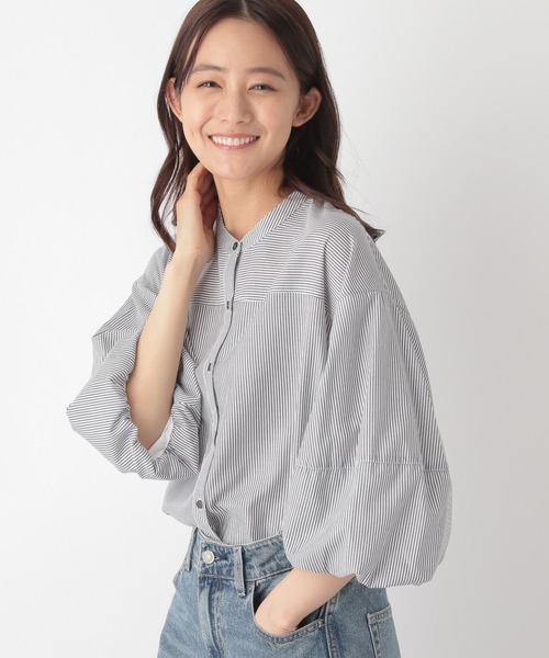 GLOBAL WORK(グローバルワーク)の「お手入れらくらくバルーン8分袖/115547(シャツ/ブラウス・レディース・ストライプ/チェック/グレイッシュブルー/ブラック・MEDIUM/LARGE)」の20枚目の写真