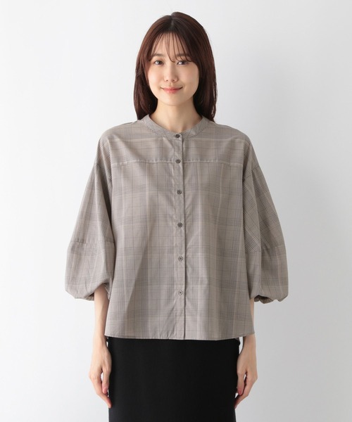 GLOBAL WORK(グローバルワーク)の「お手入れらくらくバルーン8分袖/115547(シャツ/ブラウス・レディース・ストライプ/チェック/グレイッシュブルー/ブラック・MEDIUM/LARGE)」の22枚目の写真