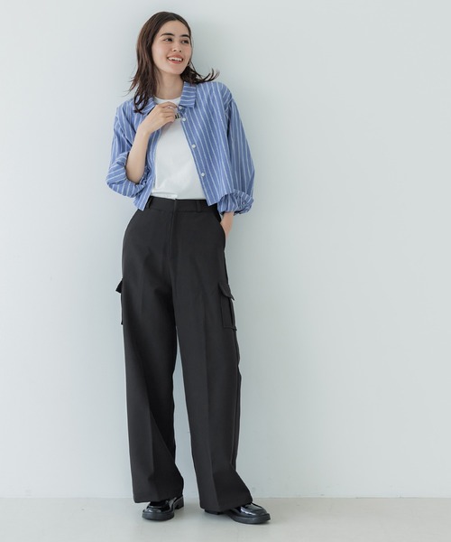 coca（coca）（コカ）の「きれいめストレッチカーゴパンツ（カーゴパンツ・レディース・ブラック/チャコール・S/M/L）」の12枚目の写真