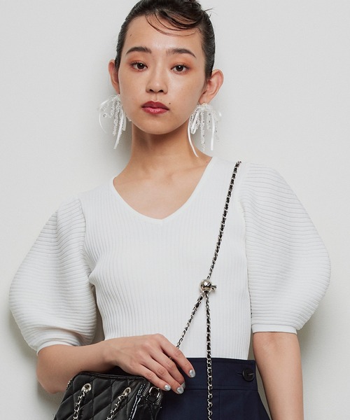 【Narcissus】パフVニットトップス