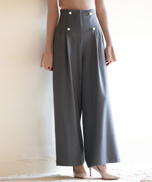 DRESS PLUS(ドレスプラス)の「パール飾りハイウエストワイドパンツ(その他パンツ・レディース・ブラック/ブラウン/グレー・M/L/S)」の11枚目の写真