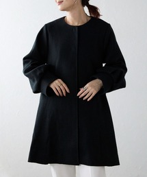 ＆HALF（アンドハーフ）の「クラシックノーカラーミドルコート（ワンピースコート）（ノーカラーコート）」