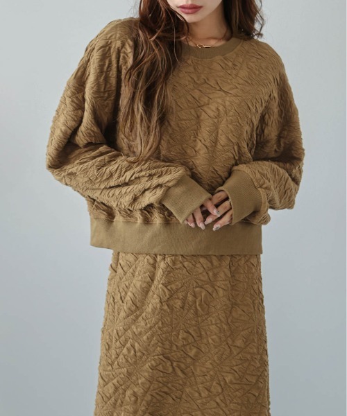 AMELY(エミリー)の「エンボスセットアップ(セットアップ・レディース・ブラック/キャメル/アイボリー・フリー)」の21枚目の写真