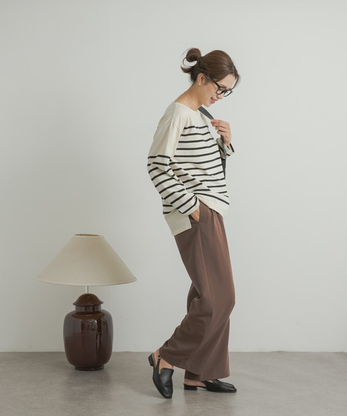 URBAN RESEARCH DOORS(アーバンリサーチドアーズ)の「パネルボーダーロングTシャツ(Tシャツ/カットソー・レディース・ネイビー/アイボリー/オフホワイト・MEDIUM)」の13枚目の写真