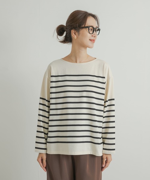 URBAN RESEARCH DOORS(アーバンリサーチドアーズ)の「パネルボーダーロングTシャツ(Tシャツ/カットソー・レディース・ネイビー/アイボリー/オフホワイト・MEDIUM)」の14枚目の写真