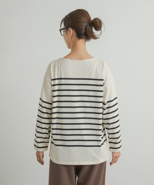 URBAN RESEARCH DOORS(アーバンリサーチドアーズ)の「パネルボーダーロングTシャツ(Tシャツ/カットソー・レディース・ネイビー/アイボリー/オフホワイト・MEDIUM)」の16枚目の写真
