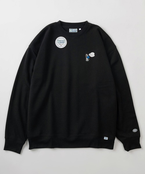 DISCUS ATHLETIC（ディスカス　アスレチック）の「【DISCUS/ディスカス】FLYING DISC DOG キャラクターイラスト ワンポイント刺繍＆ピスネームタグデザイン  クルーネックスウェット/裏起毛（スウェット・メンズ・オレンジ/オートミール/スミクロ/ブラック/サックスブルー・M/L/XL）」の6枚目の写真