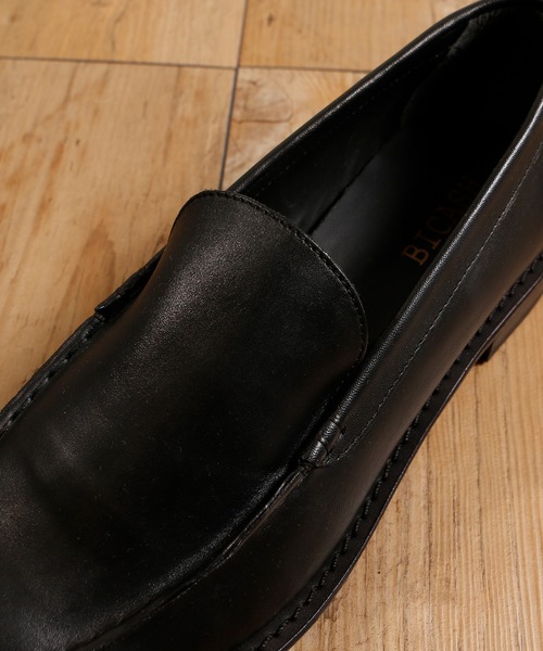 BICASH(ビカーシ)の「BICASH ビカーシ / LEATHER SLIPON SHOES ヴァンプローファー / 138(ローファー・メンズ・ブラック・42/40/41/43/44)」の4枚目の写真